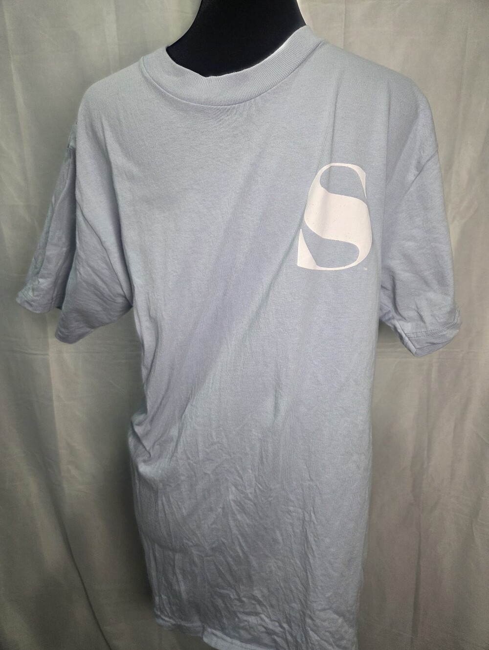 DC Men's Light Blue Short Sleeve Tee with White Chest Graphic